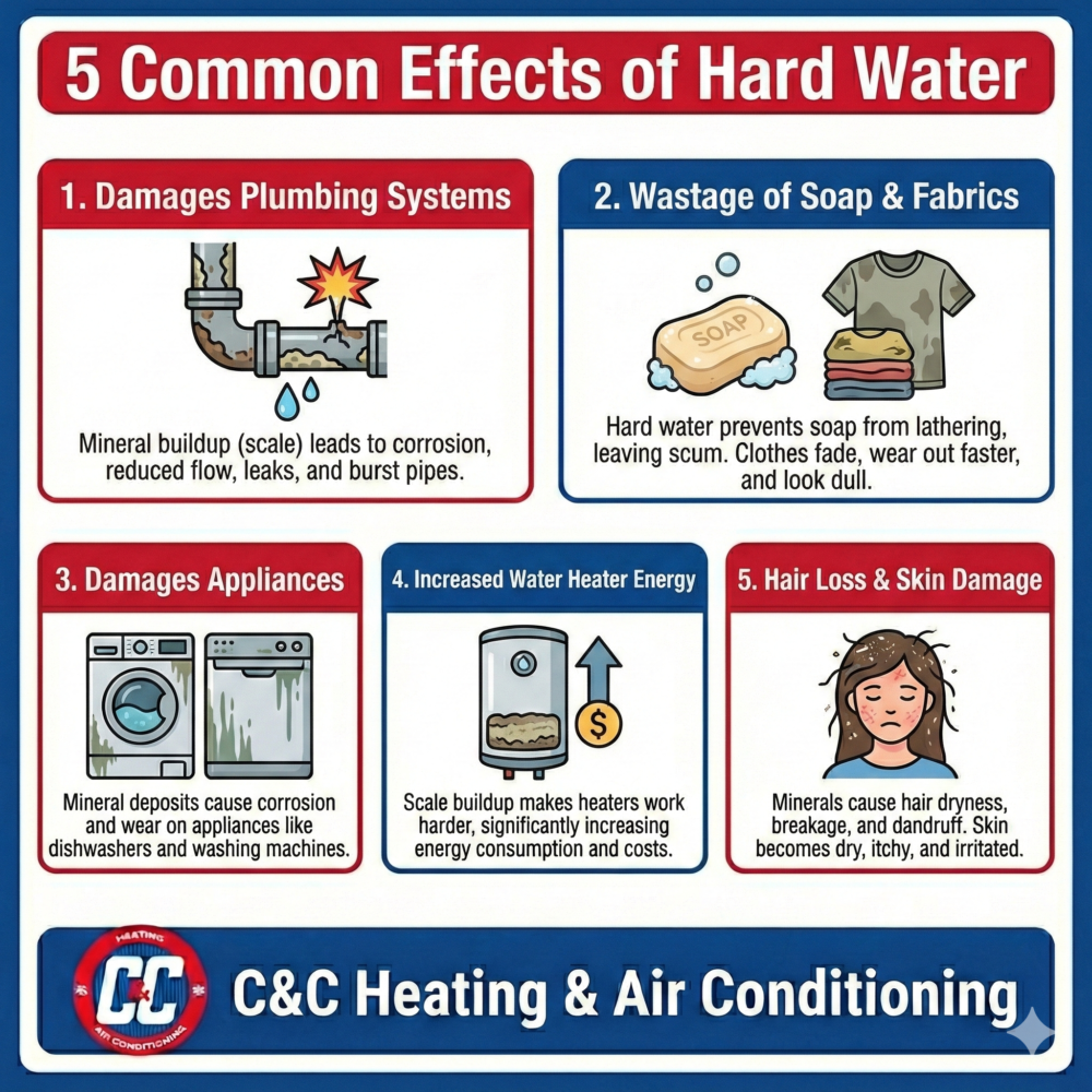 5 Common Effects of Hard Water | C & C Heating & Air Conditioning