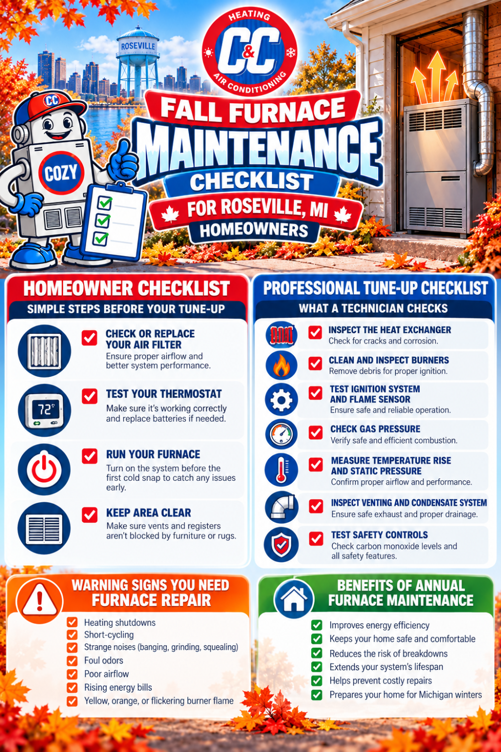 Fall Furnace Maintenance Checklist for Roseville, MI Homeowners 
