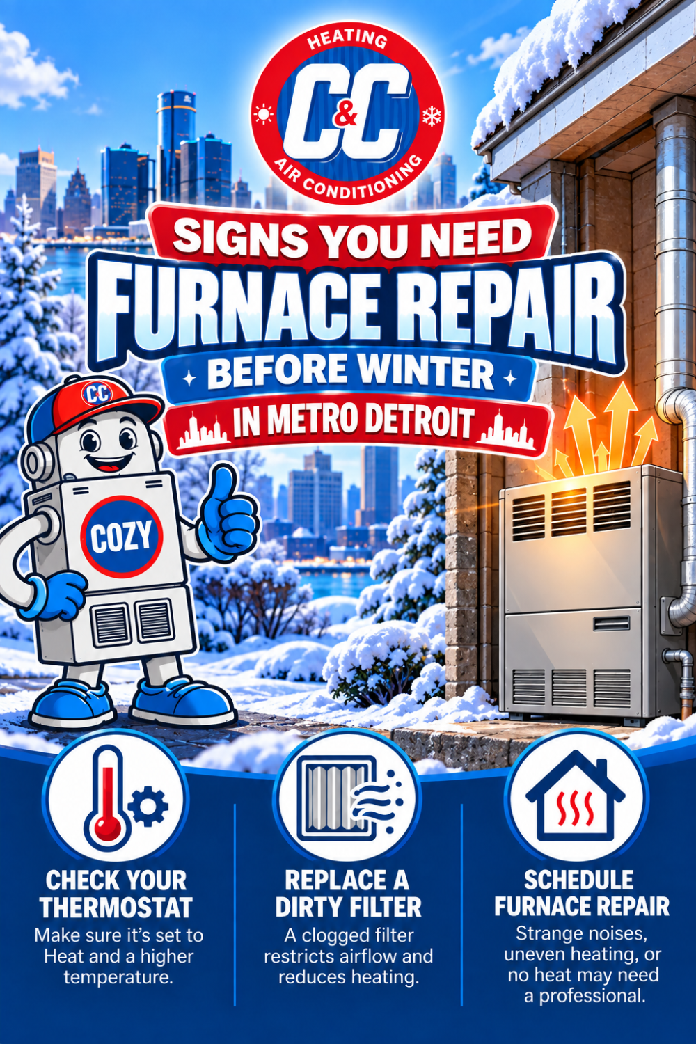 Signs you need furnace repair before winter in Metro Detroit