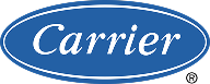 Carrier logo featuring the brand name in white italic font on a blue oval background. | C & C Heating & Air Conditioning